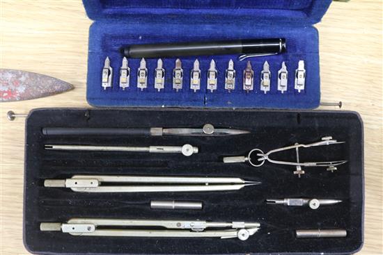 A collection of drawing instruments